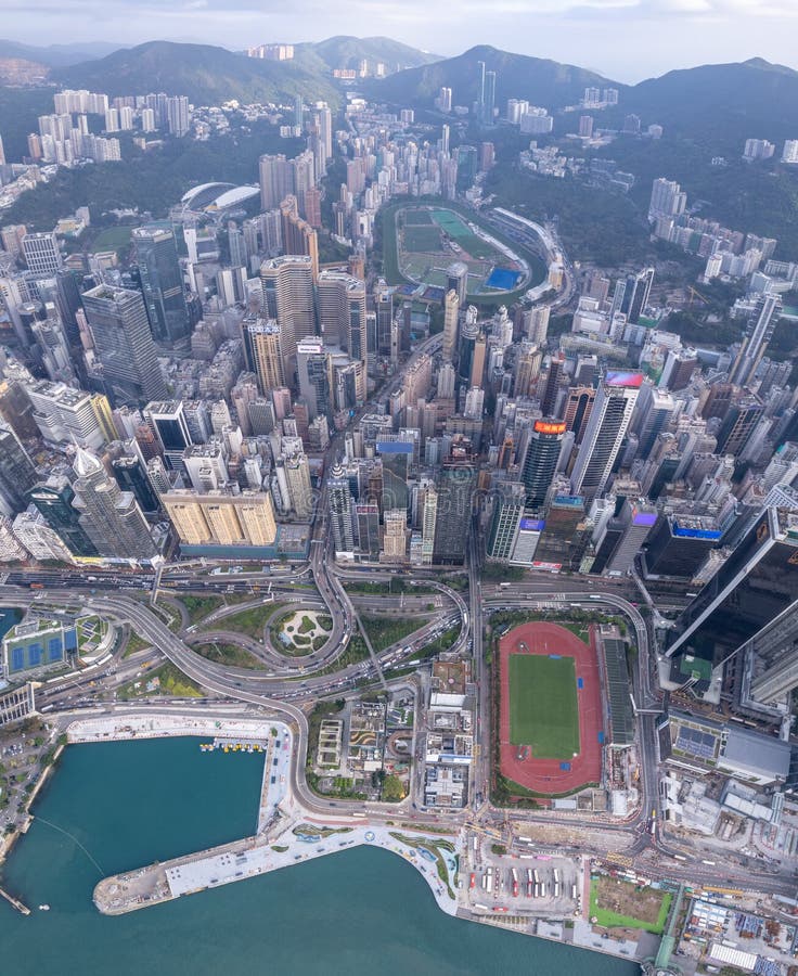 Amazing Aerial Panorama of the Causeway Bay and Wan Chai District of