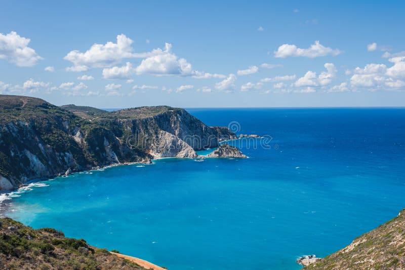 Amazing Aerial View of Petani Beach on the Kefalonia Island, Greece ...