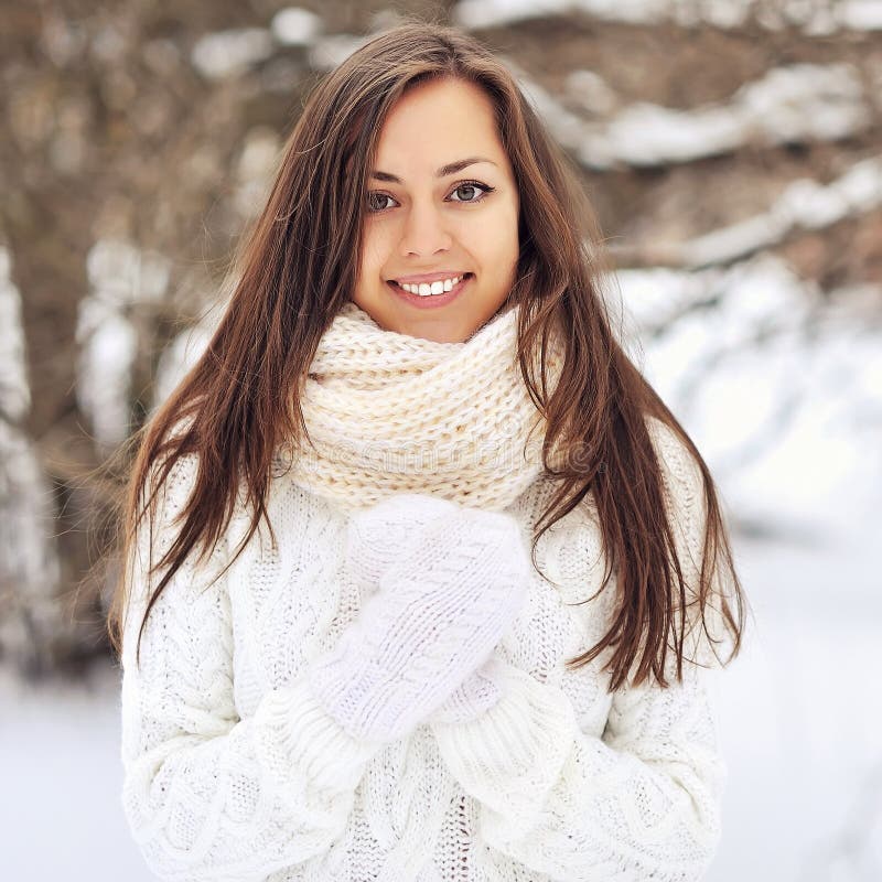 Amazing Beautiful Girl in Winter - Close Up Stock Image - Image of ...