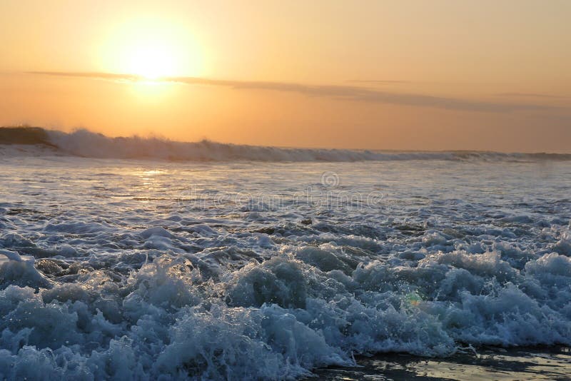 Amazing beautiful sea landscape sunset view of Seminyak Double Six beach in Bali island of Indonesia royalty free stock photos Amazing beautiful sea landscape sunset view of Seminyak Double Six beach in Bali island of Indonesia royalty free stock photos