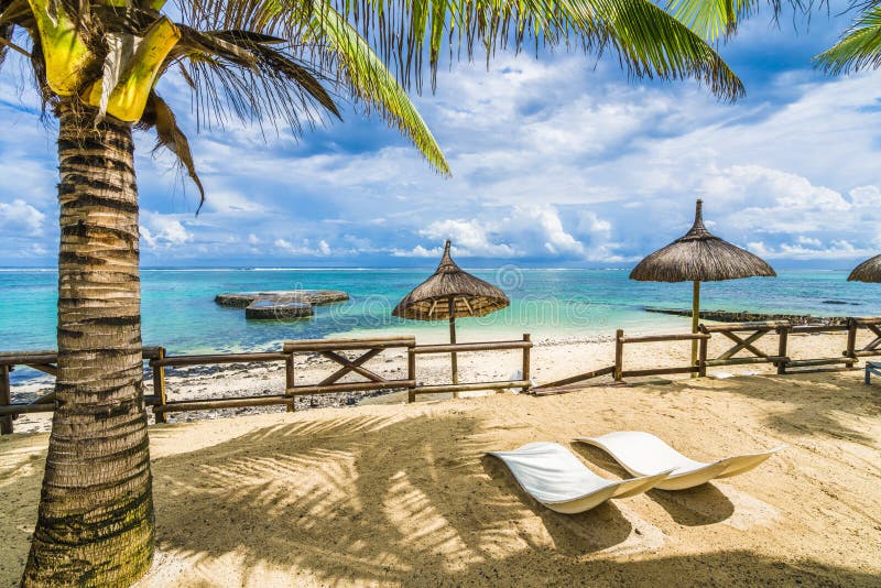 Amazing Blue Bay, public beach at Mauritius island, Africa