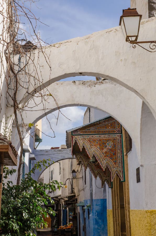 An amazing city in Morocco, Rabat, medina, narrow streets, interlacing of arches connecting the walls, royalty free stock photography An amazing city in Morocco, Rabat, medina, narrow streets, interlacing of arches connecting the walls, royalty free stock photography