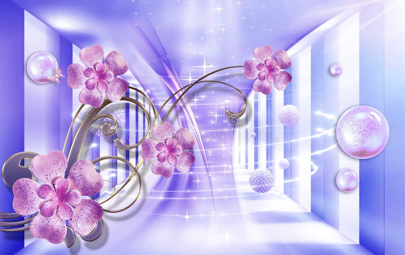 3D Illustration of Beautiful Purple Flowers 3d Background 3D ...