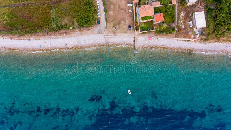 Amazing drop down view of a beach resort.