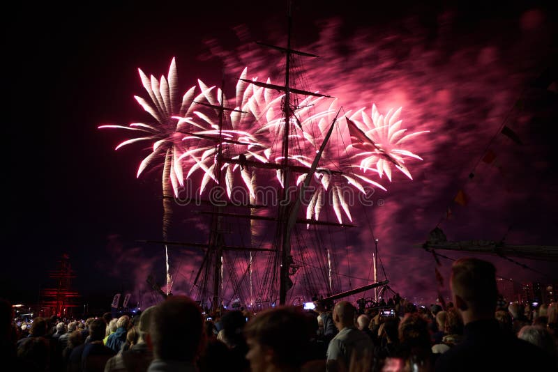 Amazing Firework Show from Tall Ship Race 2022 in Editorial