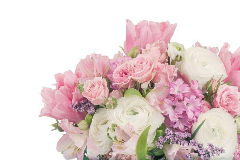 Amazing flower bouquet arrangement in pastel colors isolated on