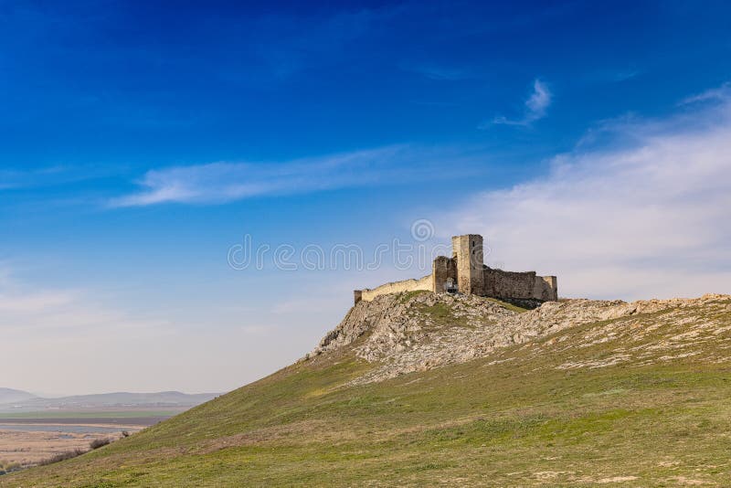 View of the Enisala fortress in Dobrogea, Romania. Amazing landscape of this medieval fortress sitting on the hill