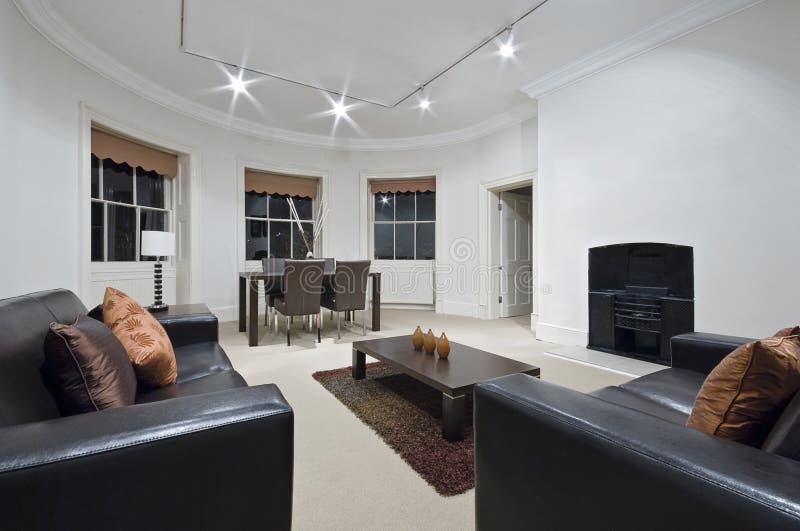 Massive Living Room with Chunky White Sofas Stock Photo Image of