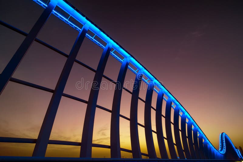 Amazing night dubai VIP bridge with beautiful sunset. Private ro stock photo Amazing night dubai VIP bridge with beautiful sunset. Private ro stock photo