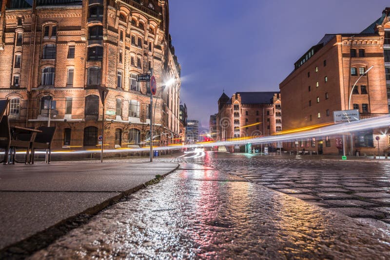 Warehouse district of Hamburg Speicherstadt at night. stock image Warehouse district of Hamburg Speicherstadt at night. stock image