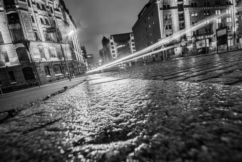 Warehouse district of Hamburg Speicherstadt at night. royalty free stock photography Warehouse district of Hamburg Speicherstadt at night. royalty free stock photography