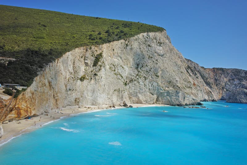 Amazing Panorama of Porto Katsiki Beach, Lefkada, Greece Stock Photo ...