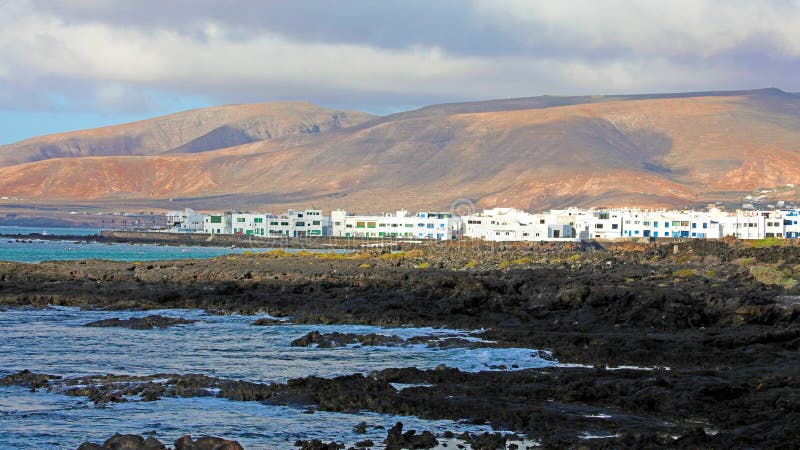 Amazing panoramic banner view of Punta Mujeres on sea rocks in L royalty free stock photos Amazing panoramic banner view of Punta Mujeres on sea rocks in L royalty free stock photos