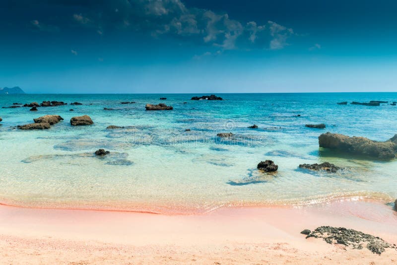 Amazing Pink Sand Beach with Crystal Clear Water in Elafonissi Beach ...