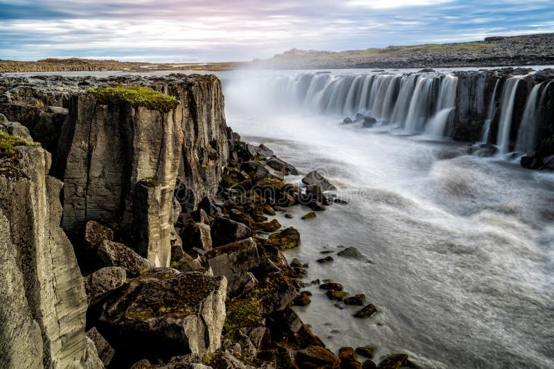 Amazing Scenery Of Selfoss Waterfall In Iceland Stock Image Image Of