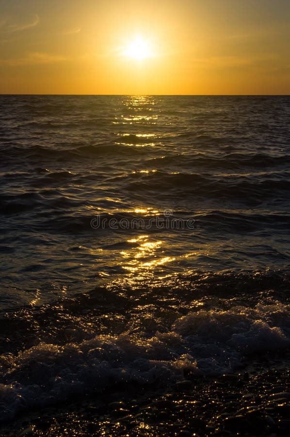 Amazing Sea Sunset The Sun Waves Clouds Stock Photo Image Of Beach