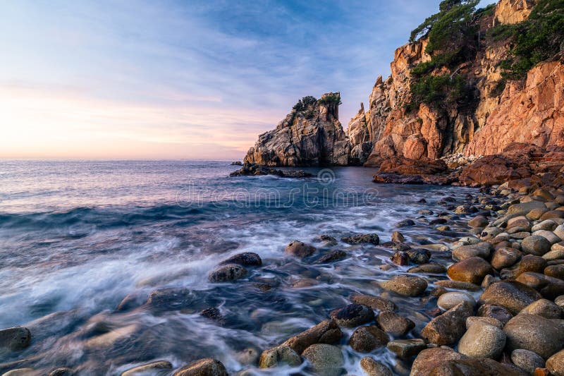 Amazing Sunrise on the Coastline of the Mediterranean Sea Stock Image ...