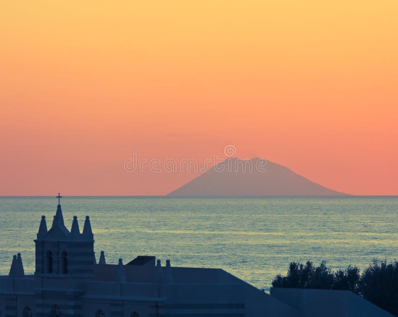 Amazing sunset over Stromboli