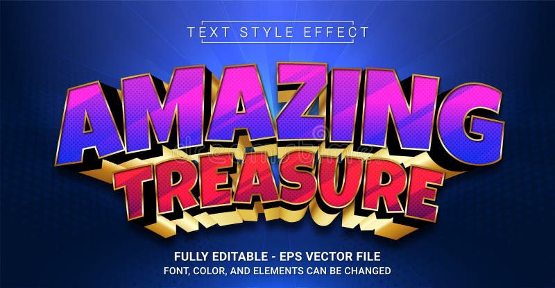 Amazing Treasure Text Style Effect. Editable Graphic Text Template royalty free illustration