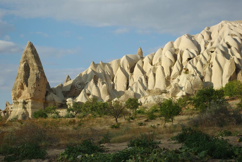 Amazing tuff formations in Cappadocia stock photo