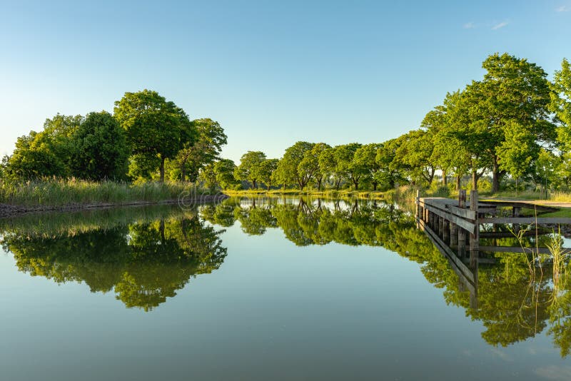 Amazing view of the Gota canal in evening sunlight