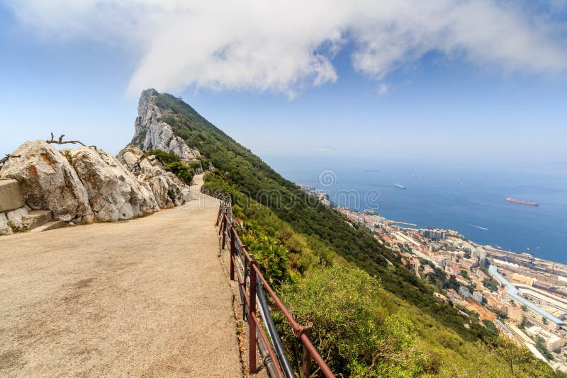 Amazing Vista from the Top of the Rock of Gibraltar Stock Photo Image