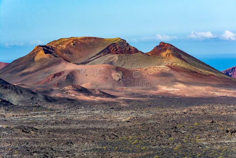 Amazing volcanic landscape of Lanzarote island, Timanfaya national park