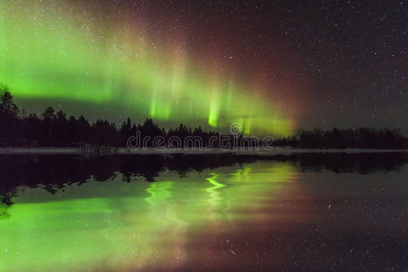 Amazing winter landscape with northern lights royalty free stock images Amazing winter landscape with northern lights royalty free stock images