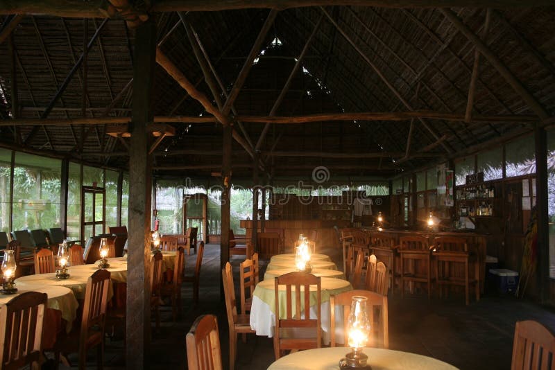 Amazon Lodge Dining Room stock image. Image of hotel 19685949