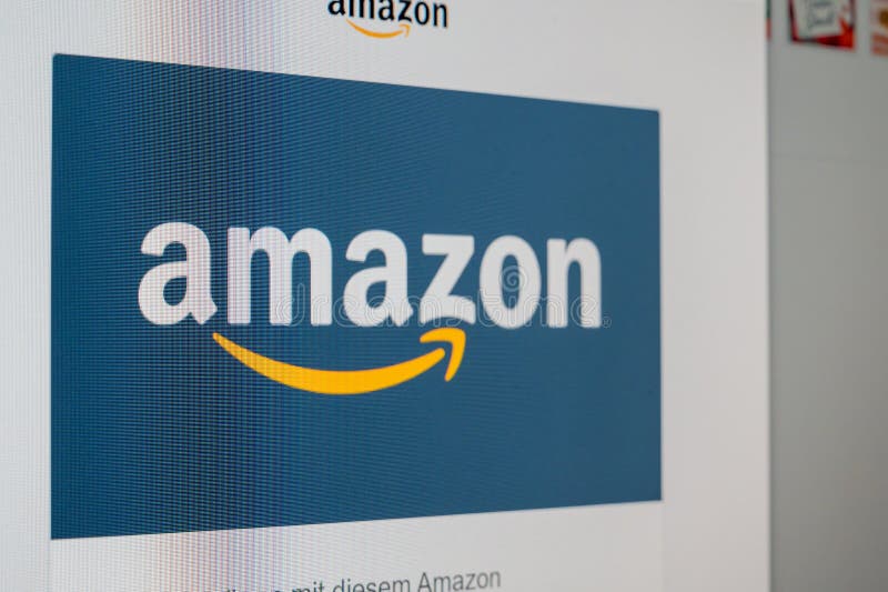 AMAZON Logo on PC Screen. Amazon is an American Company World`s Largest