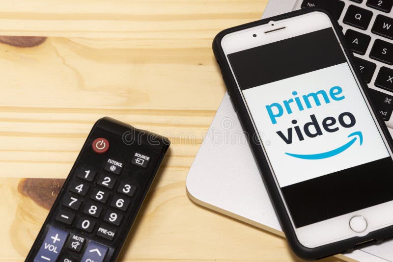 Amazon Prime Video Logo Icon On Smartphone Screen Close Up On Wooden Table Amazon Prime Video Streaming Service Editorial Photo Image Of Connect Internet