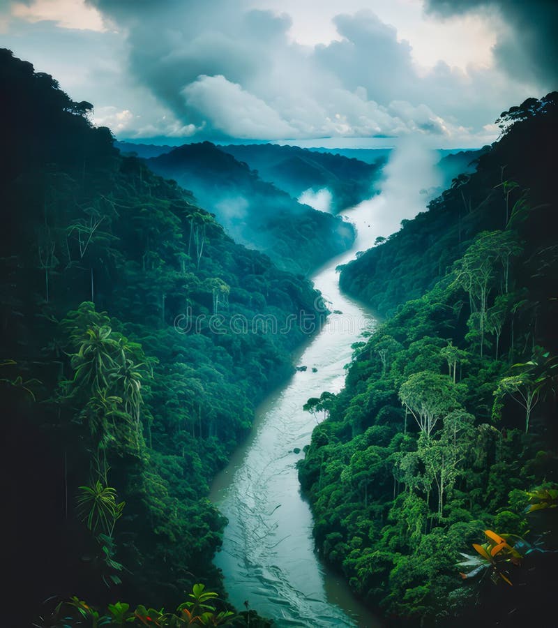 Amazon Rainforest Region stock illustration. Illustration