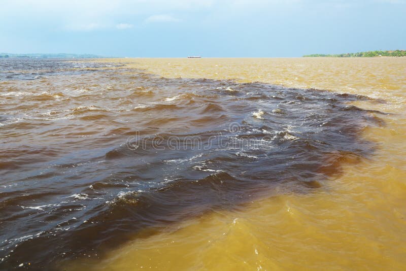Amazon & Rio Negro waters not mixing, Brazil