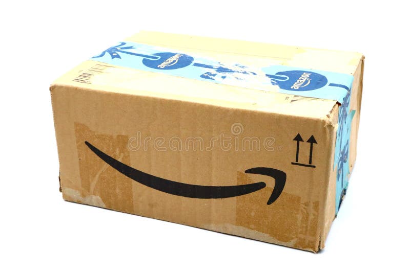 AMAZON运送包裹纸箱 库存图片