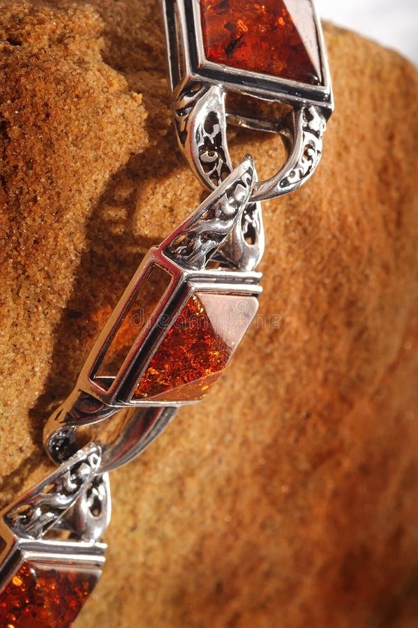 Amber bracelet on stone