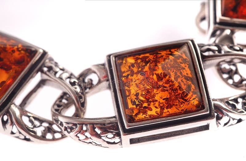 An amber bracelet on white