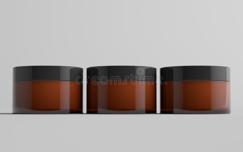Download Amber Glass Cosmetic Jar Mockup Three Jars Blank Label Stock Illustration Illustration Of Preworkout Marketing 184874862