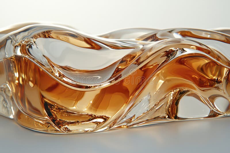 Amber Liquid Wave Abstract Close Up of Translucent Golden Fluid royalty free illustration
