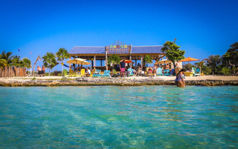 AMBERGRIS CAYE, BELIZE - Feb 17, 2019: Secret Beach water