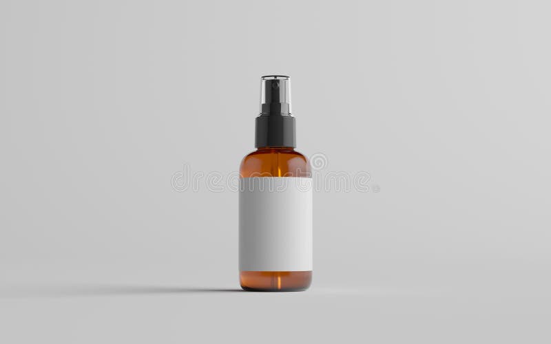 Amberkleurige flesje met één flesje. lege label 3d illustratie