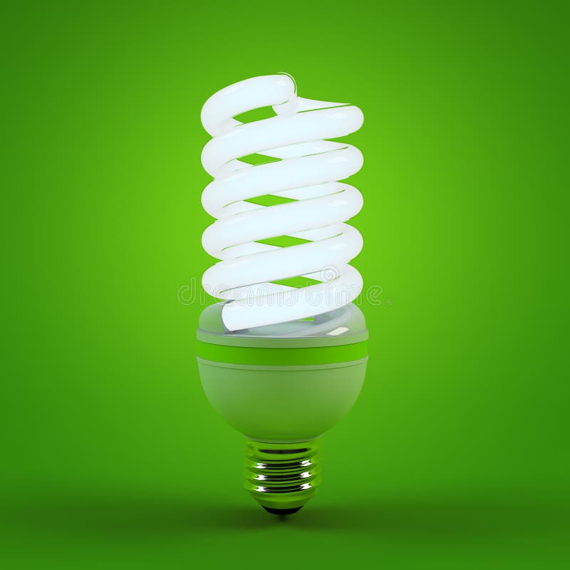 Ambiente da ecologia e energia da economia, conceito fluorescente da ampola do negócio bem sucedido Soluções de poupança de energ ilustração stock Ambiente da ecologia e energia da economia, conceito fluorescente da ampola do negócio bem sucedido Soluções de poupança de energ ilustração stock