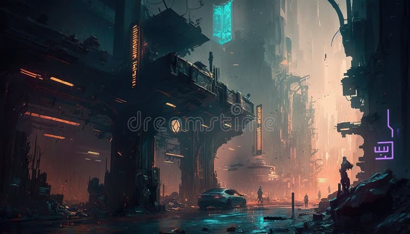 Ambiente de fundo 2d cyberpunk city para um jogo móvel de arena de