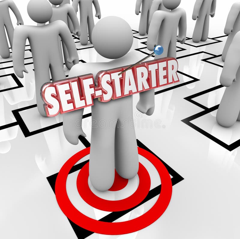 Self-Starter Words on Employee or Worker standing on an organizaiton chart as targeted with the most ambition or initiative. Self-Starter Words on Employee or Worker standing on an organizaiton chart as targeted with the most ambition or initiative