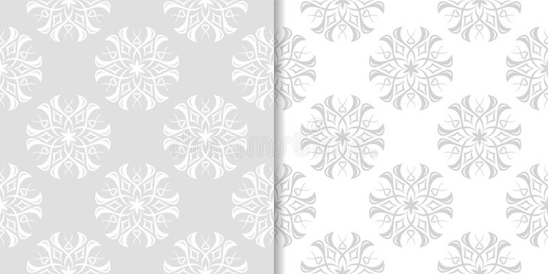 Ambiti di provenienza floreali grigio chiaro Insieme dei reticoli senza giunte royalty illustrazione gratis Ambiti di provenienza floreali grigio chiaro Insieme dei reticoli senza giunte royalty illustrazione gratis