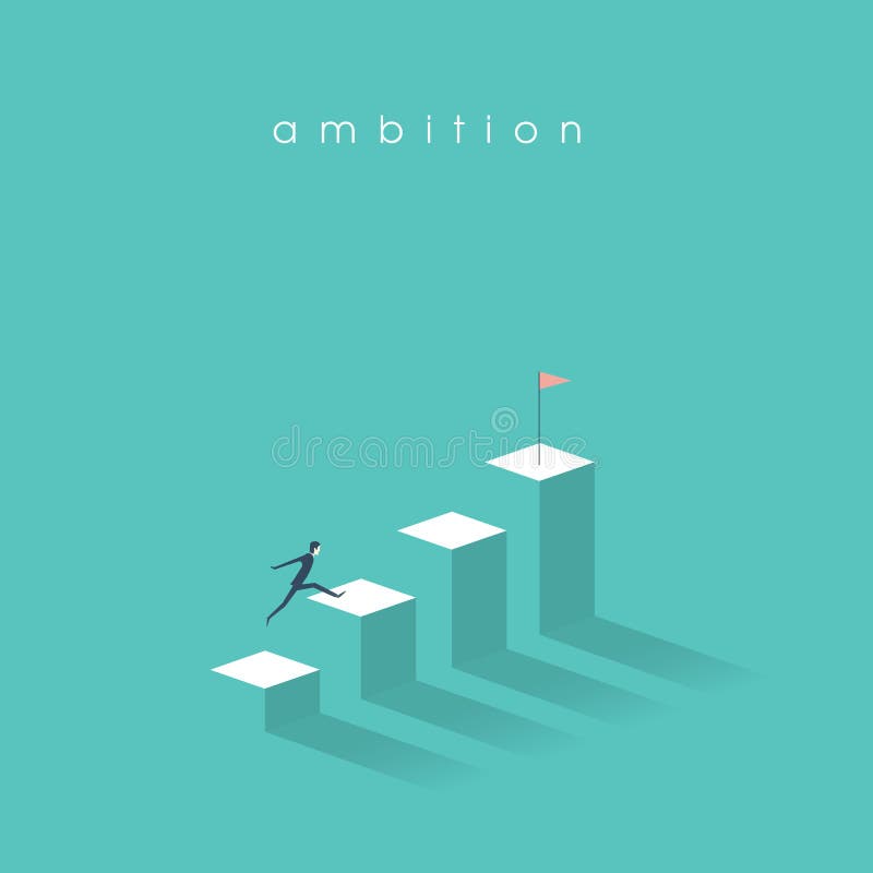 Ambition vector concept with businessman jump on graph columns. Success, achievment, motivation business symbol. royalty free illustration Ambition vector concept with businessman jump on graph columns. Success, achievment, motivation business symbol. royalty free illustration