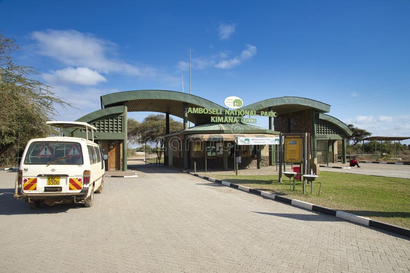 Amboseli National Park, Kajiado County, Kenya - August 02, 2021: Kimano Gate is one of five Gates to Amboseli. stock photos Amboseli National Park, Kajiado County, Kenya - August 02, 2021: Kimano Gate is one of five Gates to Amboseli. stock photos