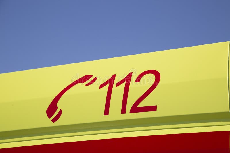 Ambulance car. The sign of an ambulance. A car in the city stock photo