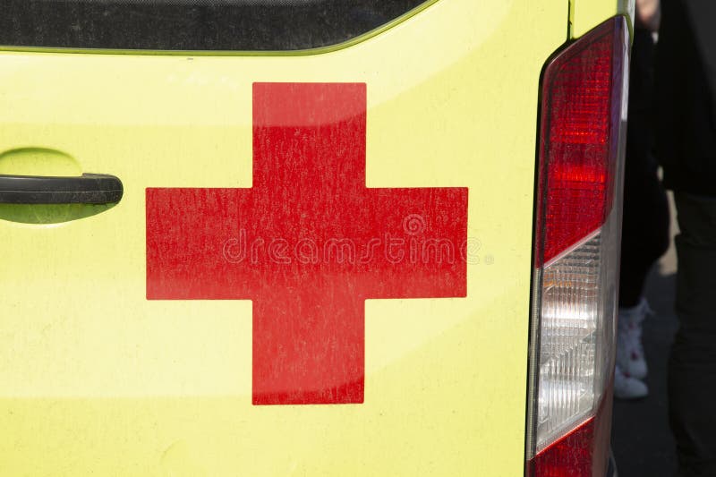 Ambulance car. The sign of an ambulance. A car in the city royalty free stock photos