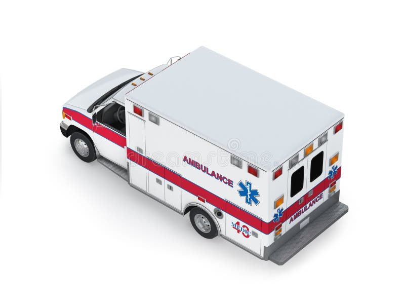 Ambulance Car on White Background. Isometric Back View royalty free illustration