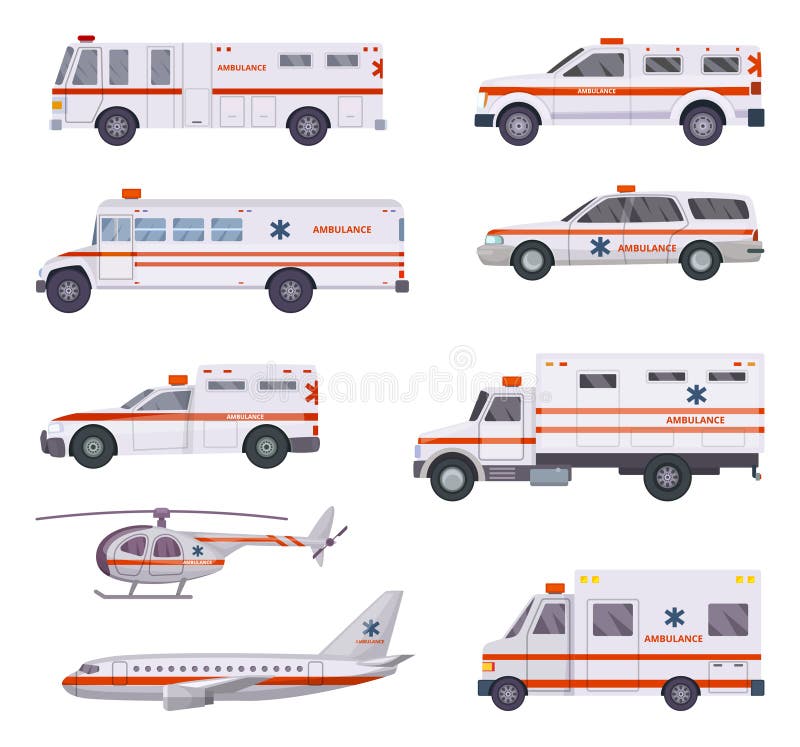 Ambulance Cars. Health Rescue Service Vehicle Van Helicopter Paramedic  Emergency Hospital Urgent Auto 911 Vector Cartoon Stock Vector -  Illustration of background, rescue: 140362280
